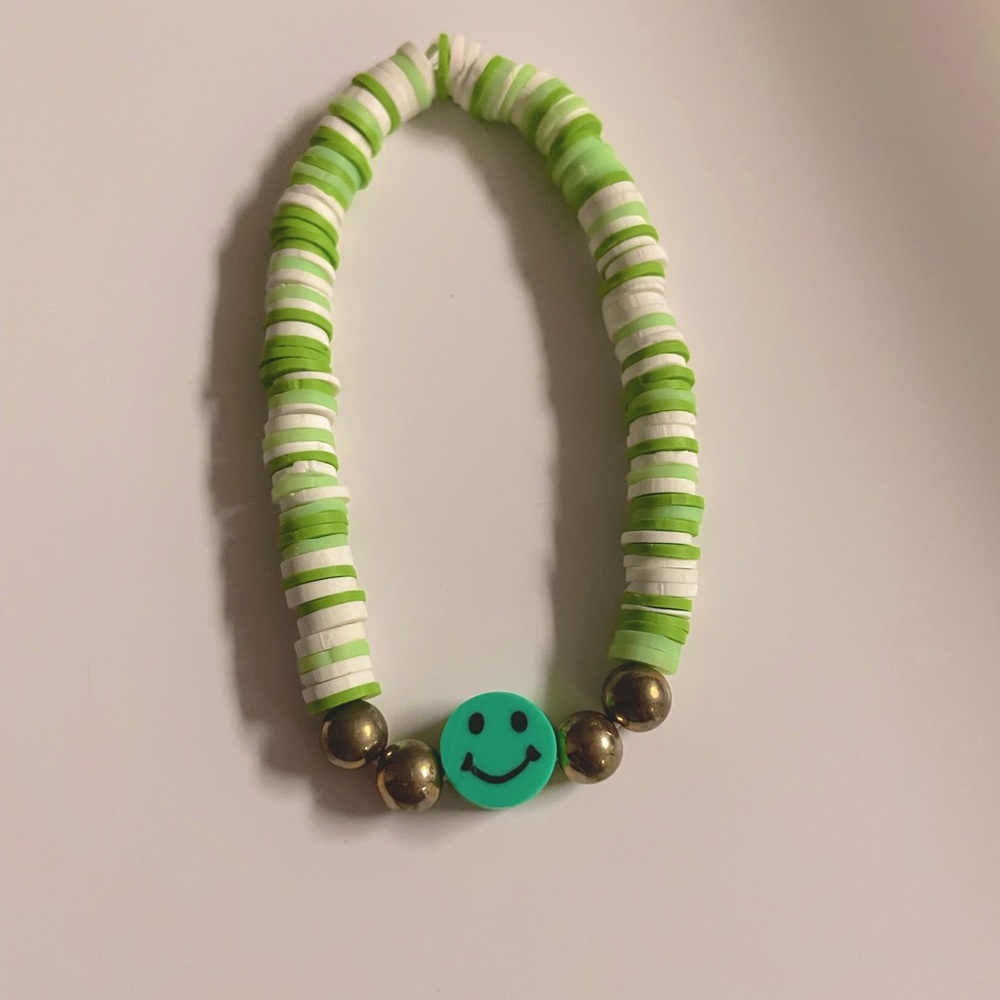 handmade clay bead friendship smiley face stretchy bracelet